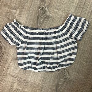 Aerie Blue Striped Crop Top